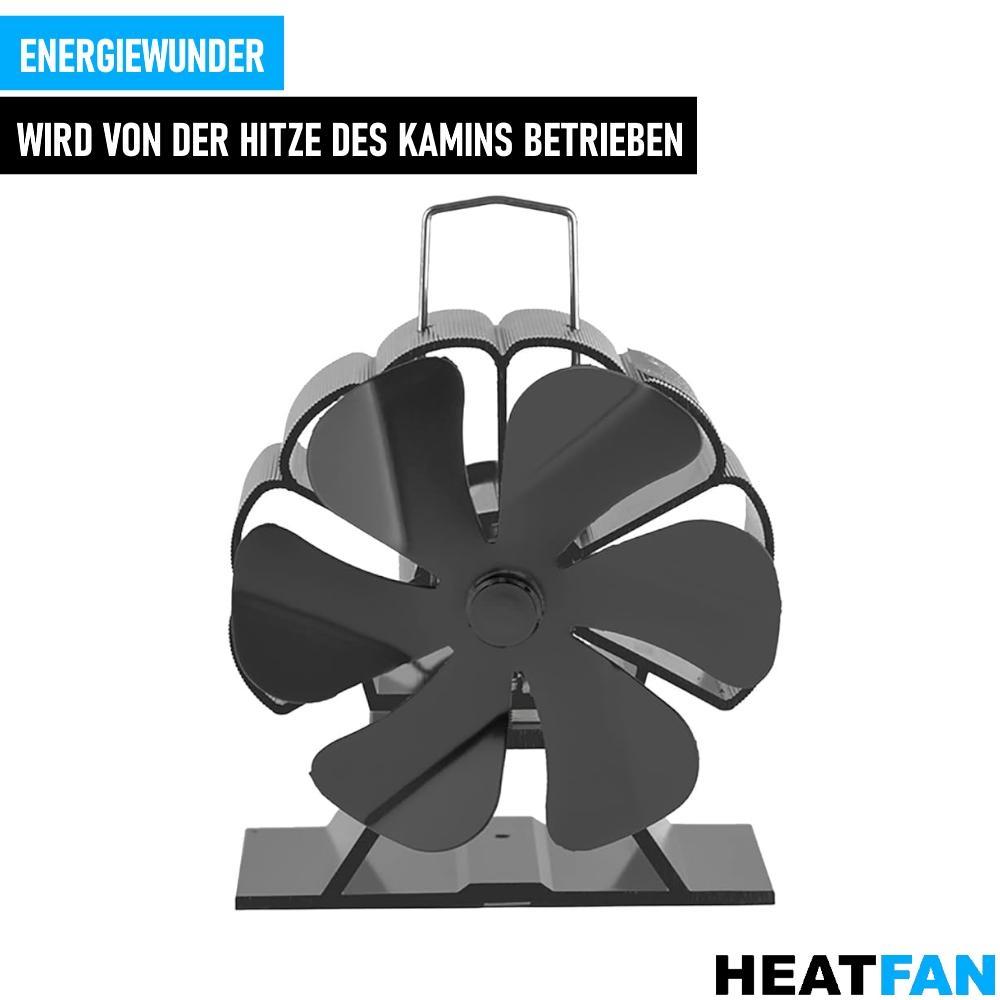 HEATFAN Stove Fan Fireplace Fan Powerless Fan Blower 6-blades
