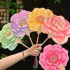 3PCS Elegant Peony Fan Flower Shaped Dance Fan Cultural Gift Flower Fan  Chinese Festival