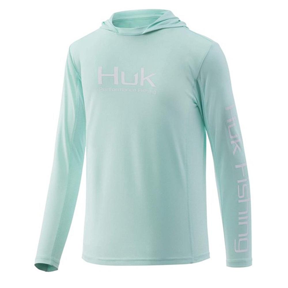 HUK fishing suit summer long-sleeved hooded fishing shirt light and thin sunscreen ice silk Luya fishing suit breathable