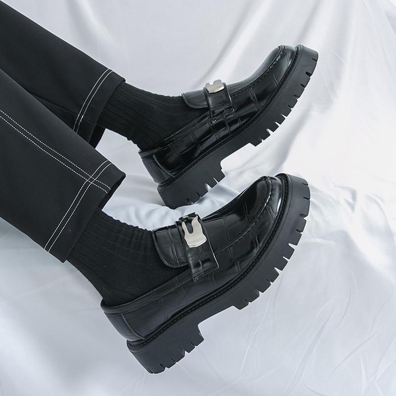 Fashion Loafer Thick Bottom Men's Retro and  Design Styles 38-46 Adult Casual Business Leather Shoes Fashion Black Brown Hot