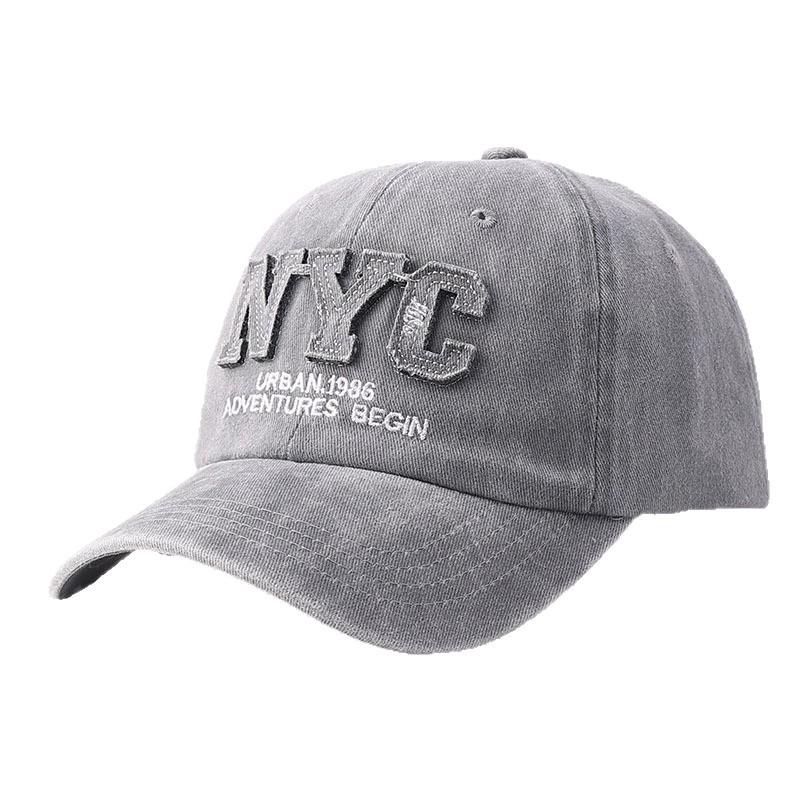 Popular washed baseball cap denim embroidery letter cap with small face curved brim big head circumference sun hat
