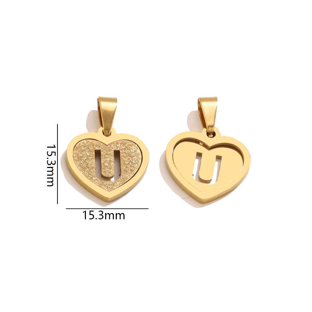 5Pcs/Bag Stainless Steel Gold-plated Heart Letter Pendant DIY Accessory Fashionable Versatile Letter Necklace Pendant