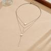 316L Stainless Steel Geometric Long Pendant Three-Layer Pendant Necklace For Women Fashion New Neck Chain Jewelry Party Gift