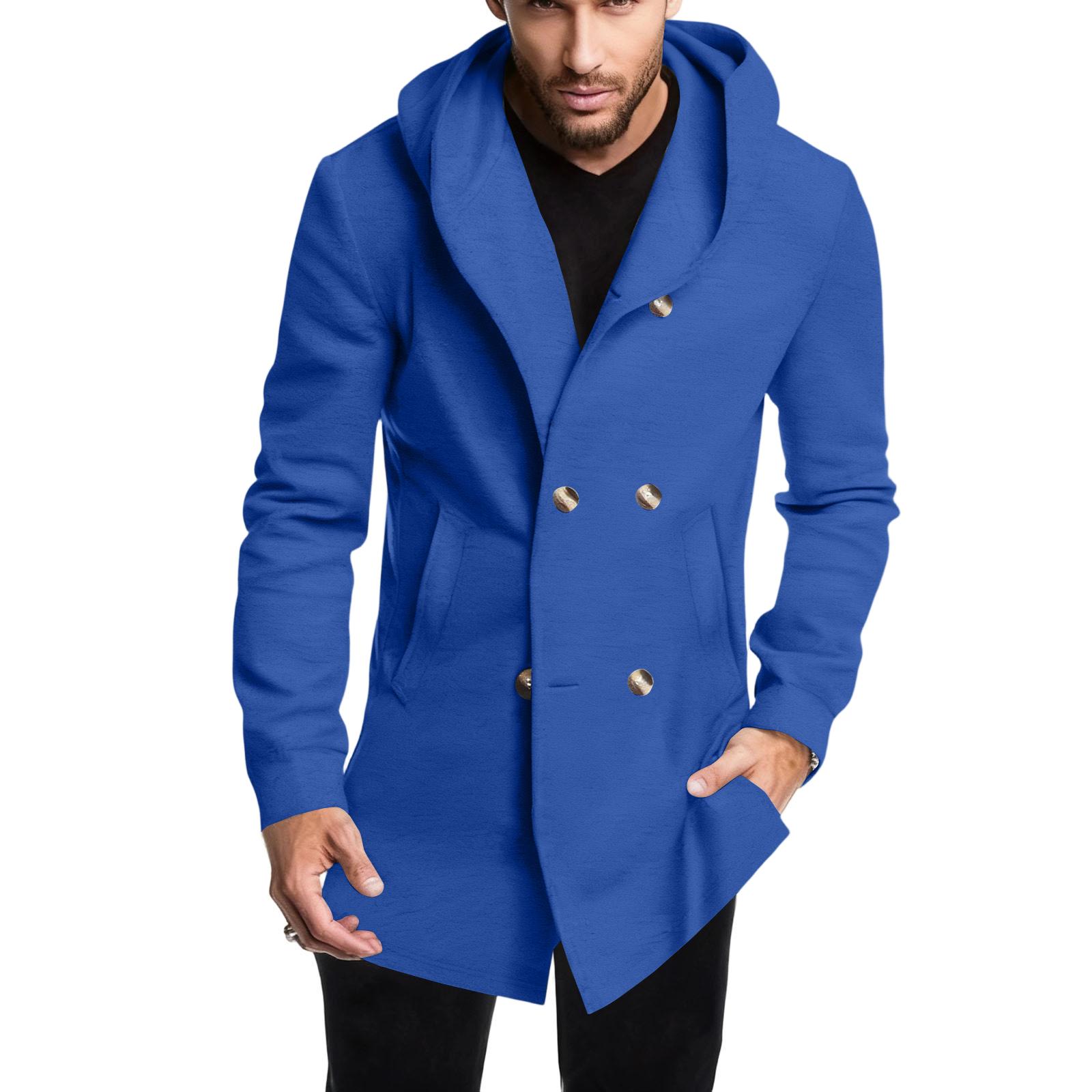 Мужской  Средний  К  Длинному  Самосовершенствование  Ветровка  С капюшоном  Капюшон  Повседневное  Пальто XXL синий