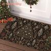 Christmas Decorative Rug Vintage Old Lady Teddy Bear Print Doormat For Porch Entryway Ornament