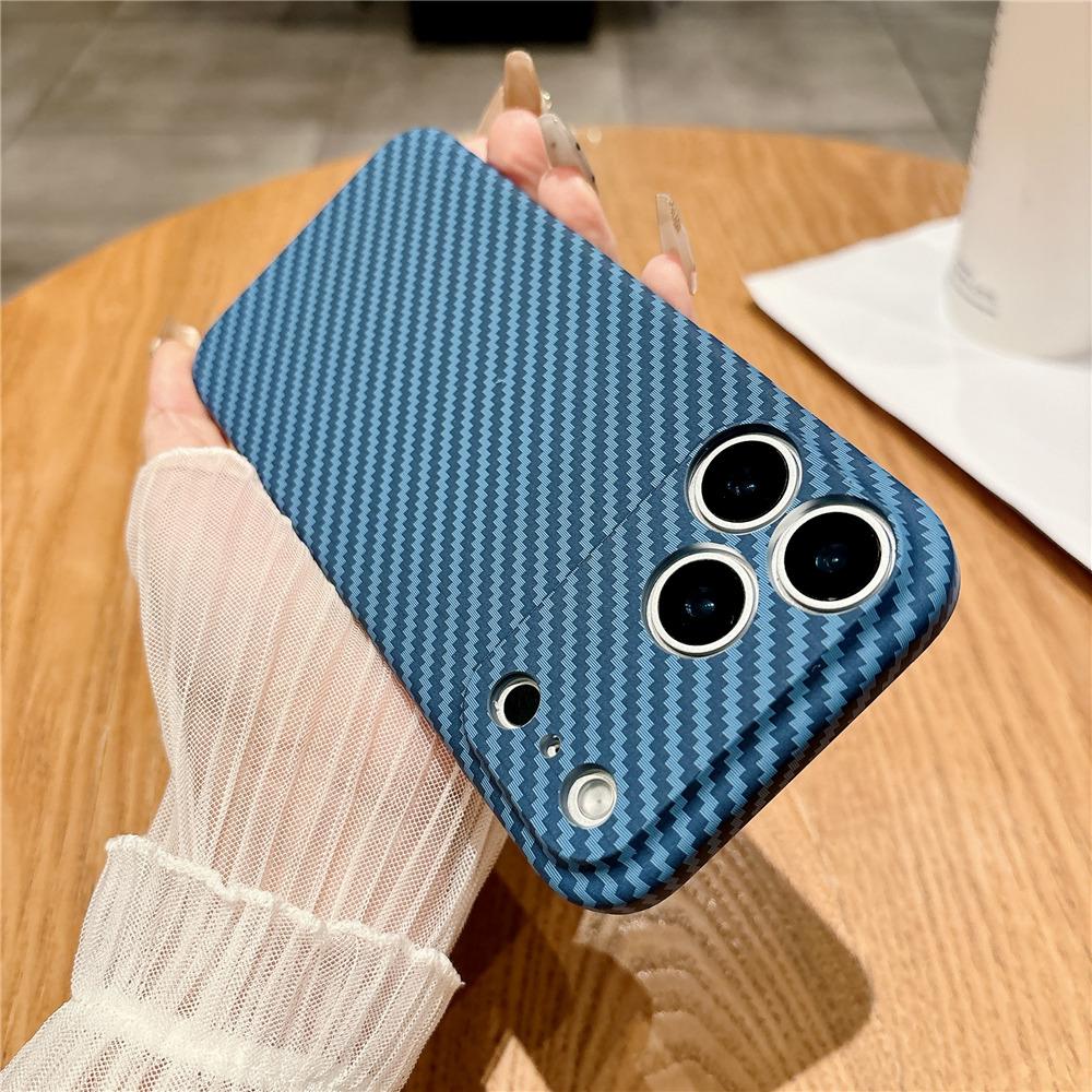 

Роскошный чехол для телефона с текстурой под карбон Для iPhone 17 16 15 14 13 12 11 Pro Max Plus Ультратонкий Ударопрочный Жесткий ПК Чехол iPhone 12 темно-синий