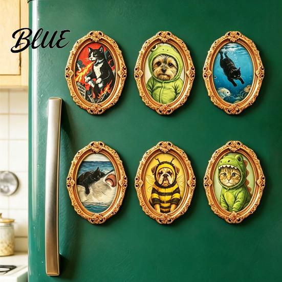 Refrigerator Magnets Ornament 1/6Pcs Halloween Retro Frame Magnet Wood Carved Fridge Metal Surface Decorations Cabinet Whiteboard Magnet for