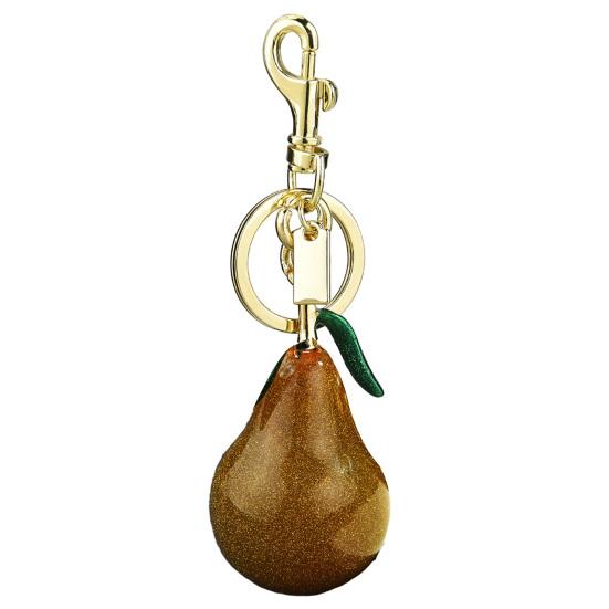 

Keychain Pendant Glossy Glitter Resin Pear Shape Enamel Leaves Design Key Chain with Anti-Oxidation Lobster Clasp Lightweight Bag Accessory жовтий