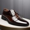 Men's 2024 Shiny Pointed-Toe Leather Lace-Up Dress Shoes