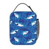 Süße Cartoon-Haie Aufdruck Lunchbox Wiederverwendbare Oxford Bento Tragetasche Tragbare Thermische Lunchtasche für Erwachsene Kinder Arbeit Schule Picknick