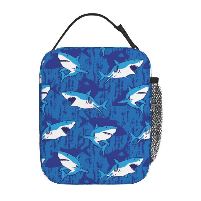 Süße Cartoon-Haie Aufdruck Lunchbox Wiederverwendbare Oxford Bento Tragetasche Tragbare Thermische Lunchtasche für Erwachsene Kinder Arbeit Schule Picknick