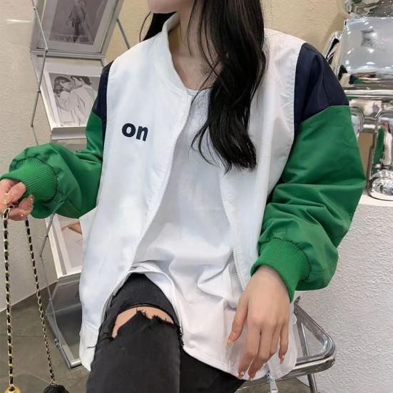 

Женское пальто одинакового цвета на молнии с длинными рукавами и эластичными манжетами, мягкий гладкий воротник-стойка, свободная уличная одежда, женское бейсбольное пальто 2XL белый