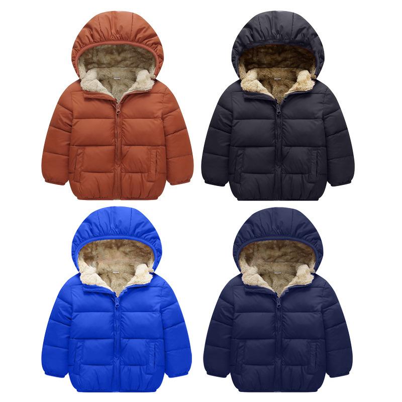 Baby Children Coats Winter Thick Jackets For Boys Warm Plush Thicken Outerwear For Girls Fur Hooded Jacket Kids Clothes Snowsuit