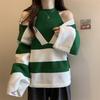 Fake Two Neck Hanging Off Shoulder Long Sleeved Pullover Sweaters for Women In Autumn and Winter Loose and Slimming Chic Tops