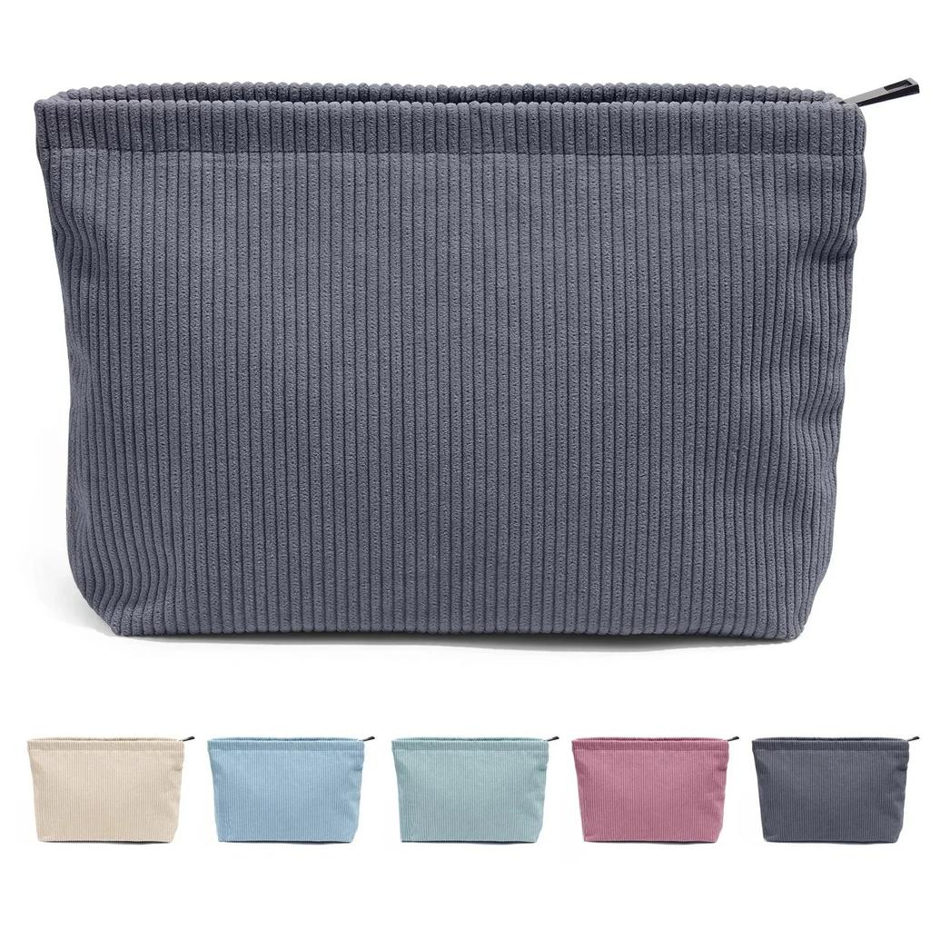 Neceser de viaje de pana para mujer, bolsa de almacenaje para maquillaje portátil, monederos de gran capacidad con cremallera, organizador de maquillaje, bolso de mano