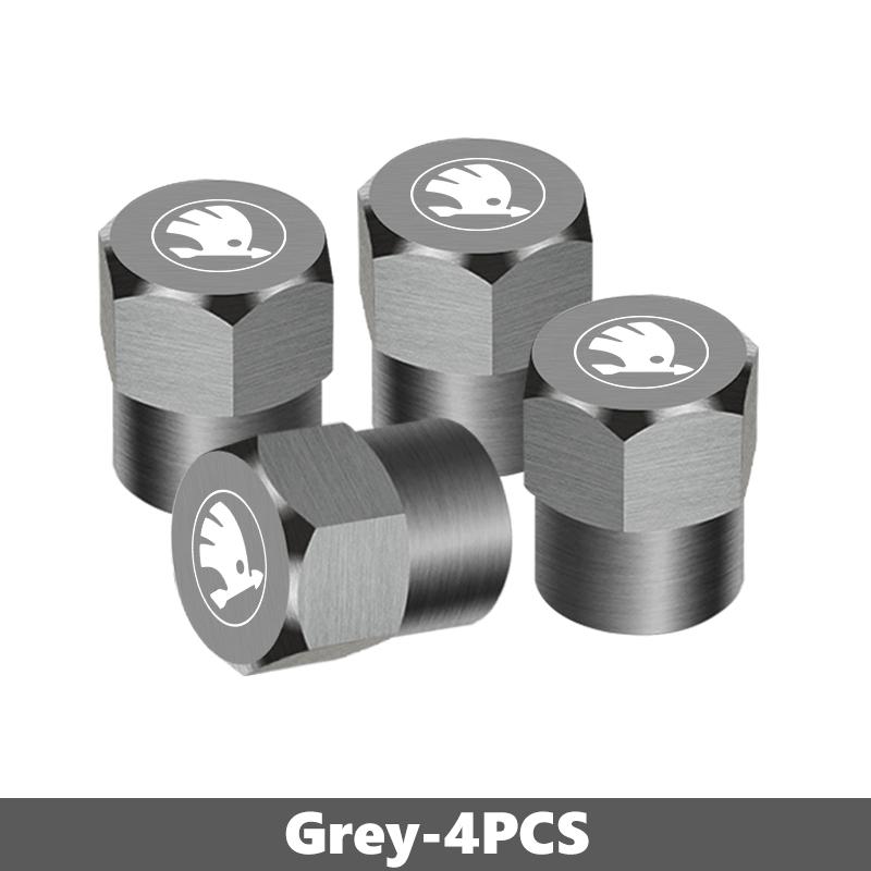 CHA1 For Skoda Tire Valve Stem Caps Decorative Tires Accessories Aluminum Alloy Nipple Wheel Dustproof Cover Kamiq MK3 Roomster Rapid
