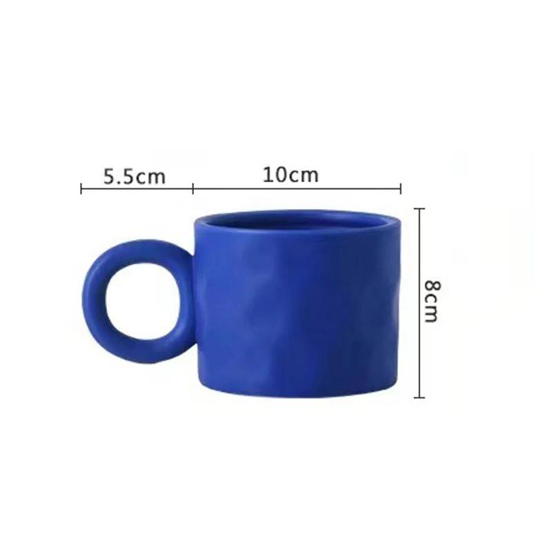 400ML Nordic Ceramic Coffee Mug Creative Handmade Multiple Colors Cup Ring Handle Ceramic Mugs For Coffee Porcelain Mug Beer Cup