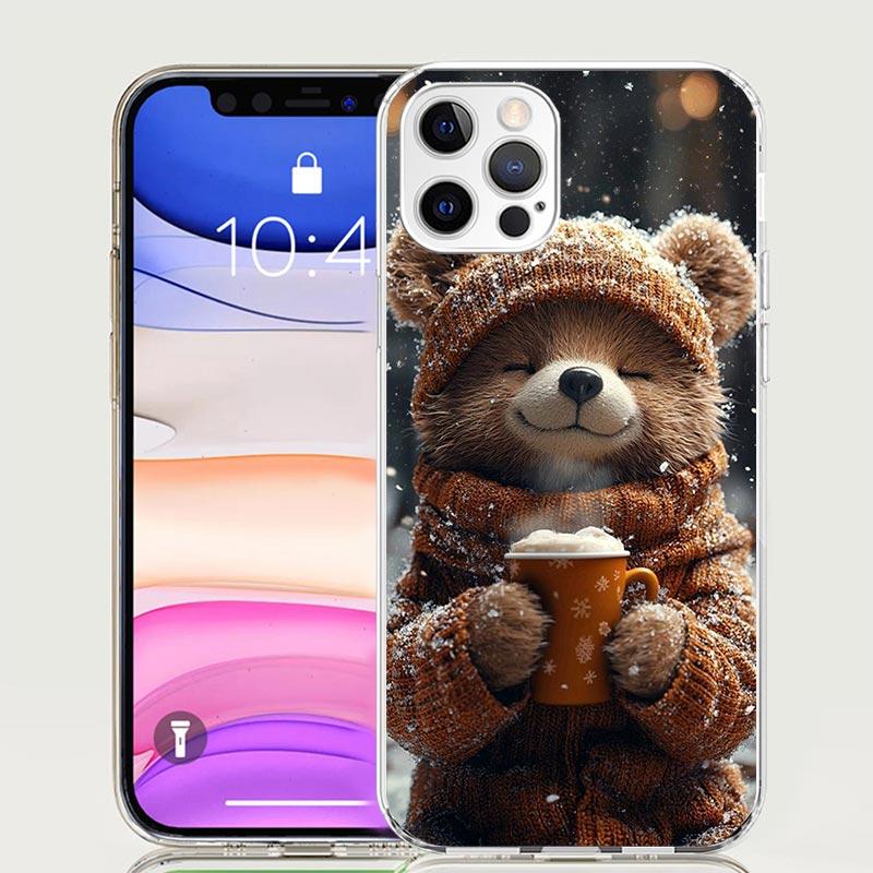 Animal Brown Cute Bear Phone Case For iPhone 17 Air 16 15 Plus 11 14 Pro Max 13 Mini 12 7 8 + SE Pattern Art Customized Cover 17
