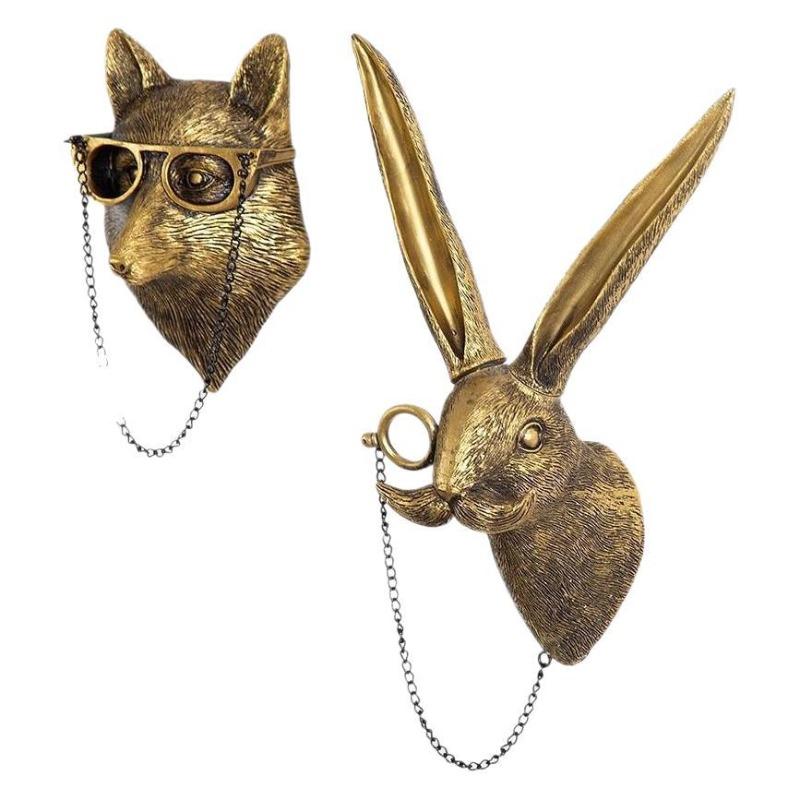 Ancient Bronze-colored Animal Pendant for Indoor Home Decoration, Bedroom, Living Room Fireplace Resin Craft Wall Hanging Stand