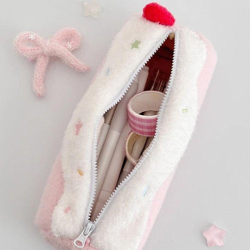 Pen Bag Large Capacity Swiss Roll Stationery Storage Bag Blueberries/Strawberries/Cherries Stationery Organizer Back To School