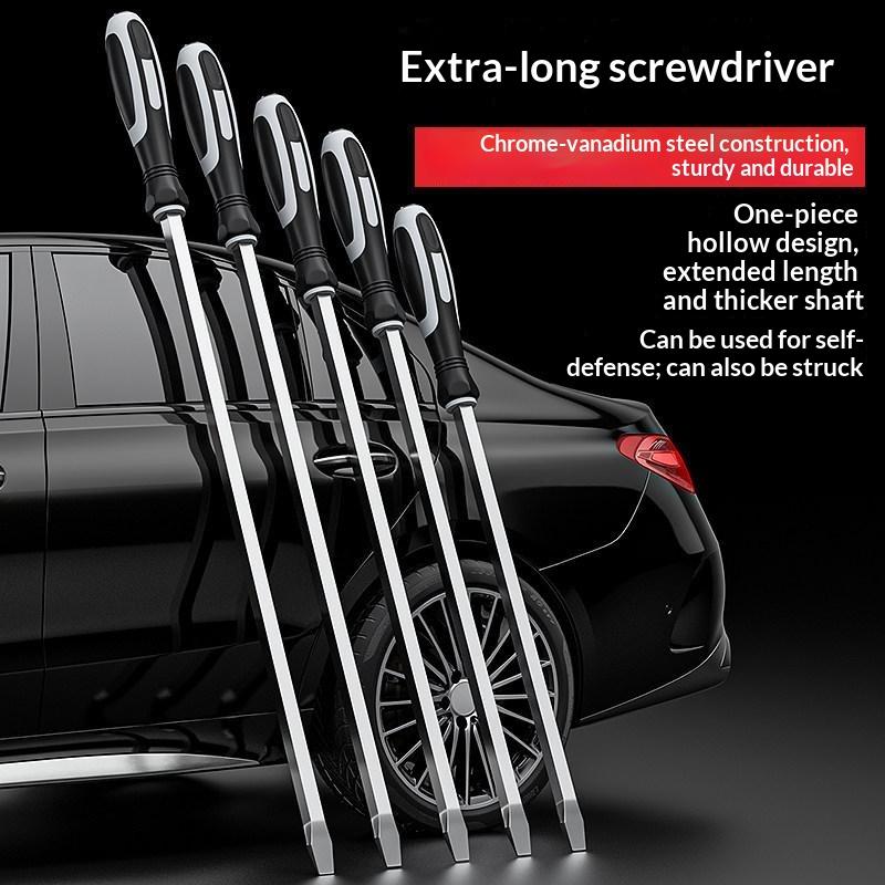 Long Demolition Screwdriver 16 Inch Anti Rust Chrome Vanadium Steel Slotted for Car Repair Outdoor Maintenance Work