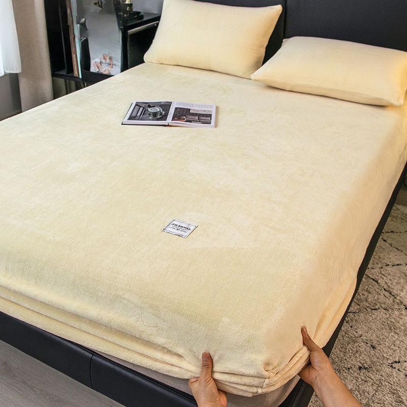 2026 Hot Plush Warm Fitted Sheet Bedspread Flannel Thicken Bed Mattress Cover Bed Protector Sheets No Pillowcase