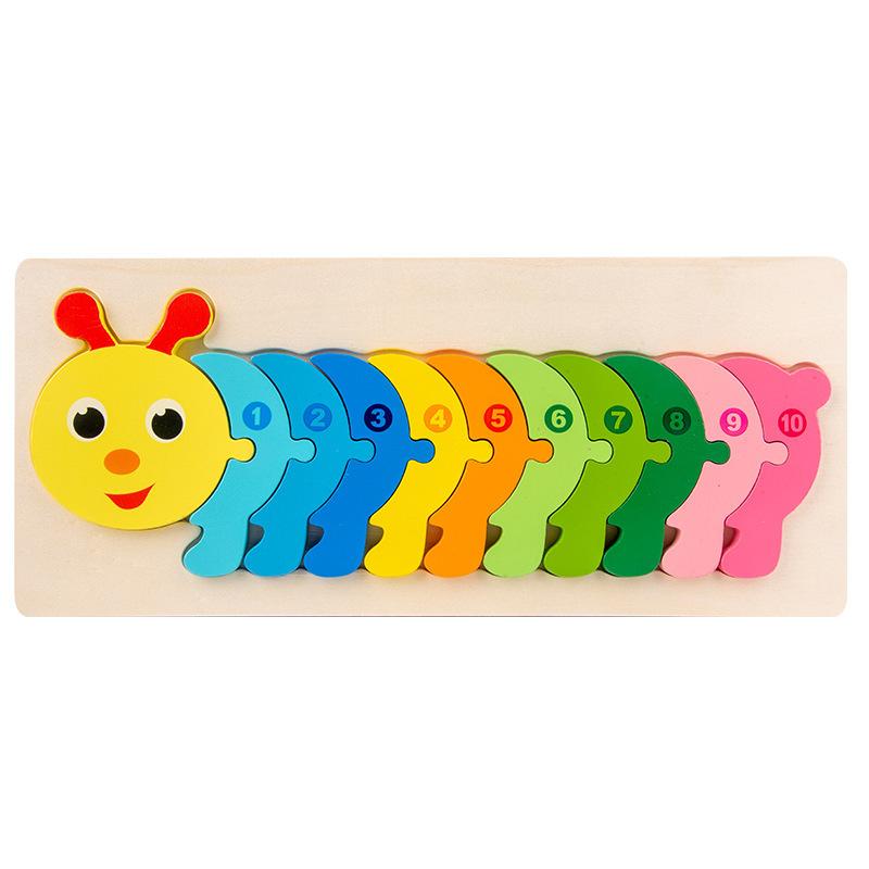 Wooden Large Buckle Three-dimensional Cartoon Animal Puzzle Puzzle Board Children's Educational Early Education Toy Building Blocks