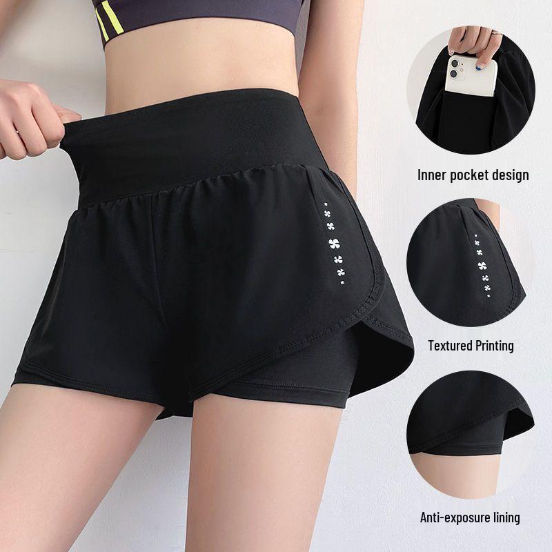Women's Quick-Dry Yoga Pants with Built-In Shorts - Anti-Exposure, Summer Fitness, Running Training, 3/4 Length