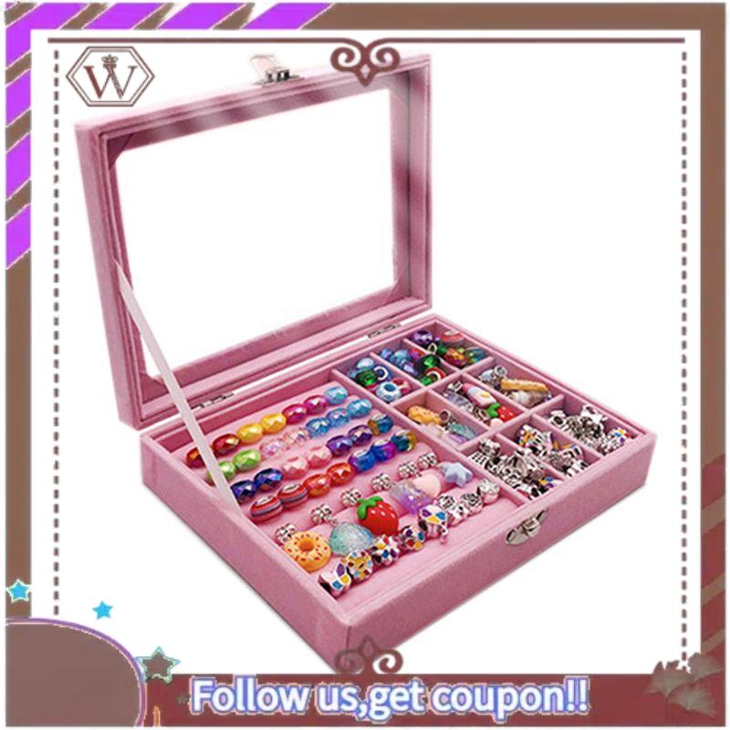 A95D-DIY Beaded Bracelet Set With Storage Box Girls Bracelet DIY Handmade Jewelry Making Kit Acrylic Hole Beads