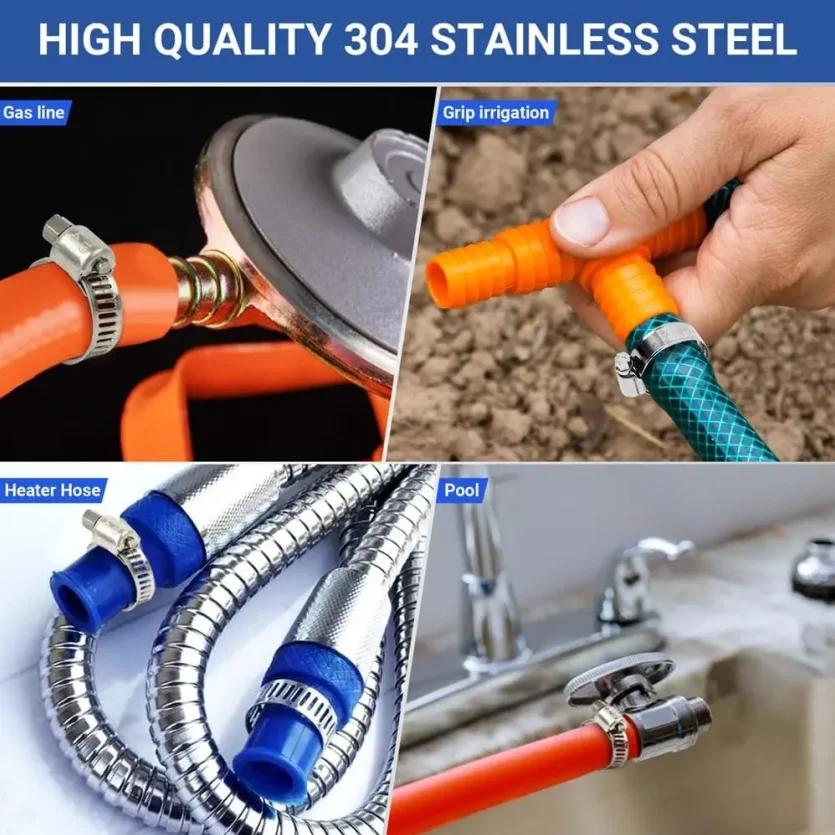 10Pcs Hose Clips Pipe Clamps Stainless Steel Hoop Clamp Hose 304 Stainless Steel Automotive Pipes Clip Fixed Tool 8-25mm