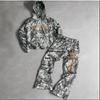 American high street jungle camouflage hooded sweater with straight pants, retro loose casual two-piece set