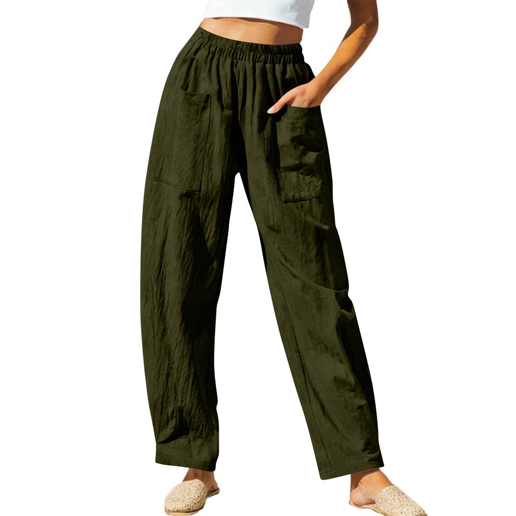 Women's Casual And Fashionable Color Loose Pants With Pocketes