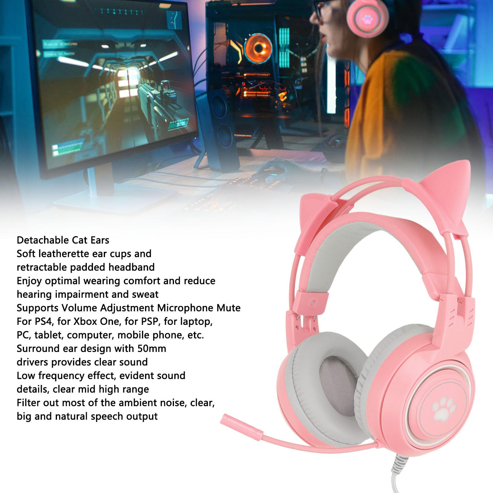 

SY 5 Cat Ear Gaming Headset USB+3.5mm Plug Gaming Headphone Supports Volume Adjustment Microphone (Pink )