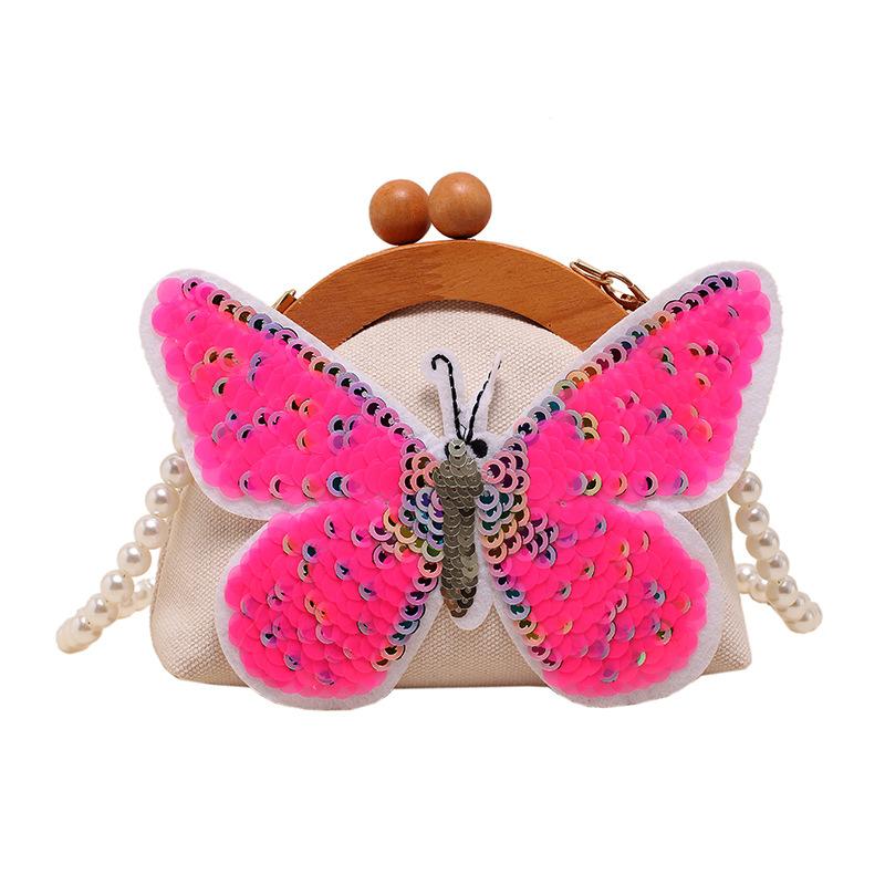 Fairy bag 2025 new small fragrant wind pearl chain bag trendy fashion sequins butterfly foreign style messenger shell bag