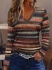 Women's Elegant V-Neck Marble Print Long Sleeve T-Shirt Soft Polyester Great for Autumn and Winter Casual Wear Floral Print Tops