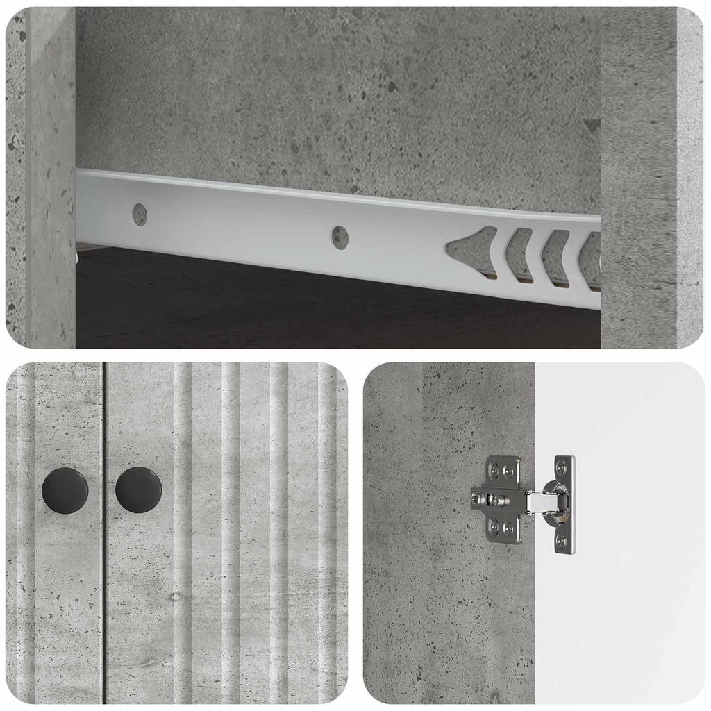 Sideboard Concrete Grey 66 x 34.5 x 90 cm Wood Based Material