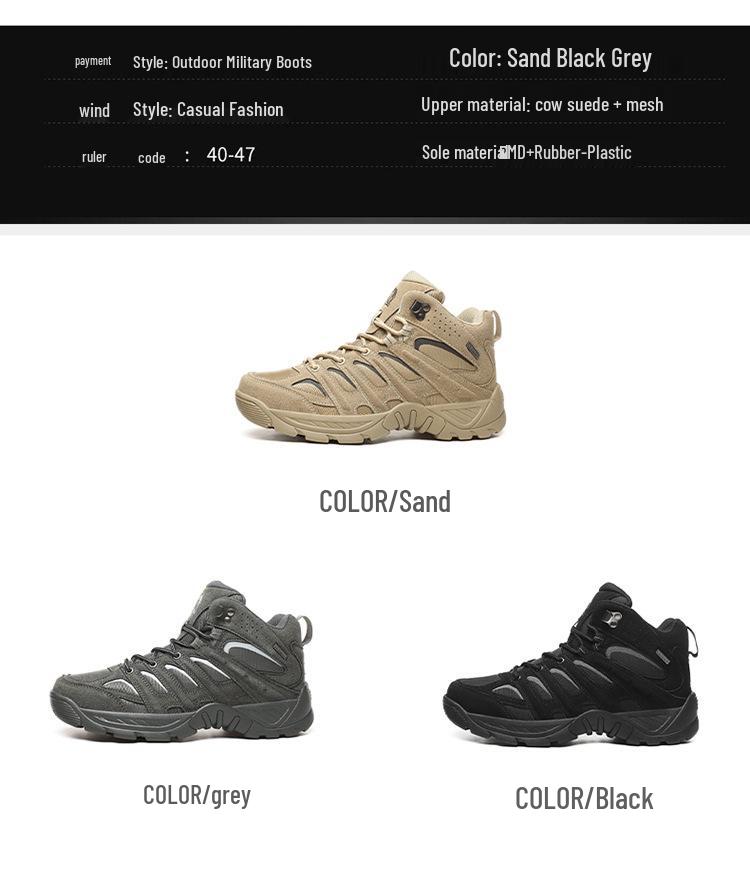 2025 Pánské zimní bojové boty s vysokým svrškem - Velikost 47 Módní trend Outdoorová obuv