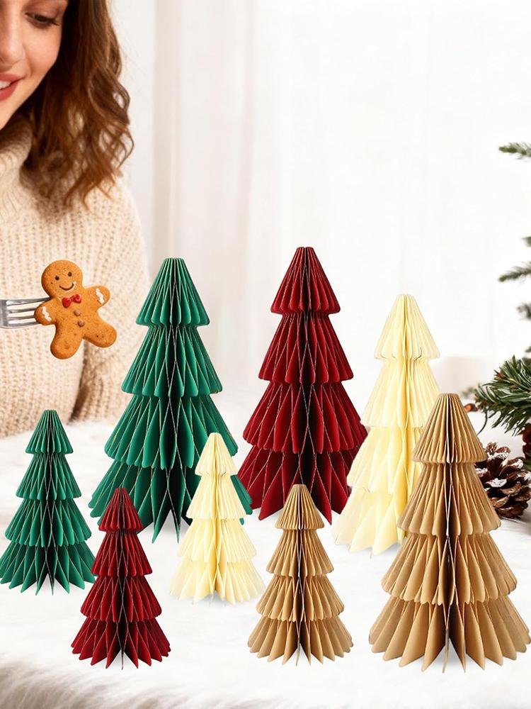 Christmas Paper Tree 4-Color Home Decorations Tabletop Christmas Tree Decoration For Holiday Winter Home Office Kitchen Room