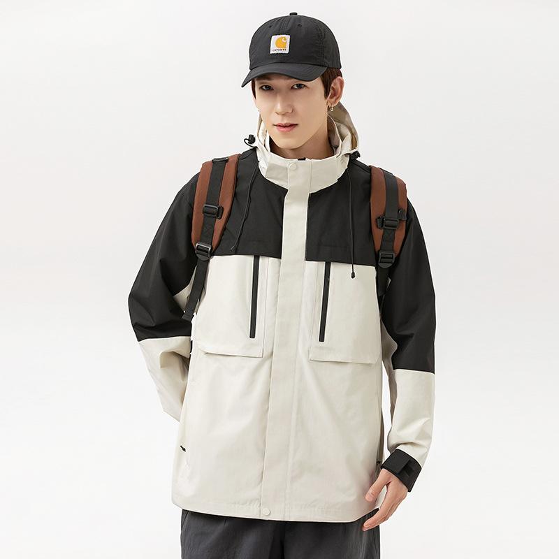 Giacca con cappuccio da uomo primavera e autunno nuova tendenza giacca con cappuccio ampia e versatile montagna outdoor antivento cappotto da coppia