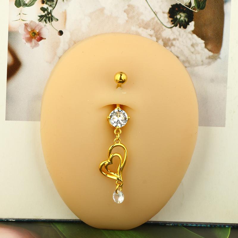 1pc Golden Belly Button Rings Pack Stainless Steel Long Dangling Navel Belly Piercing Jewelry For Women 14G Belly Bar Kit Stud