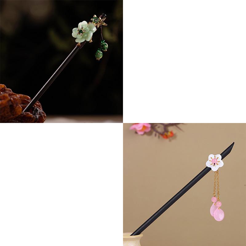 Ancient-Style Wooden Hairpins with Tassels - Chinese Hanfu Hair Accessories for Women