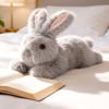 45cm Lying Long Fur Angora Rabbit Plush Toy Stuffed Grey Brown White Appeasing Cartoon Animal Cute Plushie Companion Gift