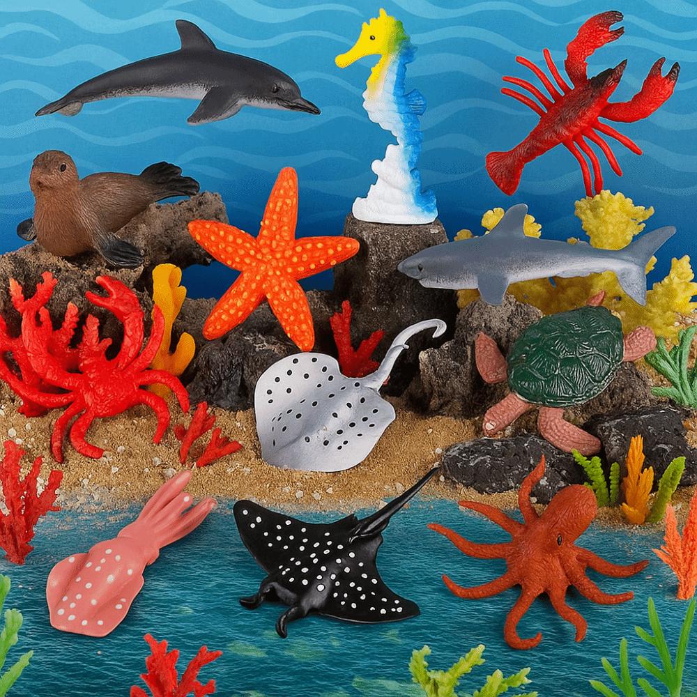 12pcs Plastic Sea Life Animals Model Starfish Simulated Fish Tank Decorations  Kids Birthday Gift