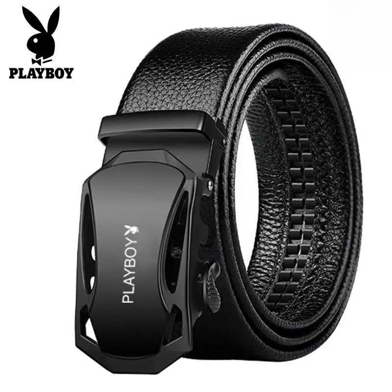 Playboy Men's Genuine Leather Automatic Buckle Belt - Business & Casual Fashion