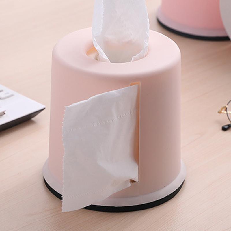 Round Plastic Tissue Box Multifunctional Sturdy Construction Dustproof Tissue Holder for Home Office Entryway Coffee Table Use