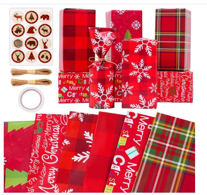 Plaid Gift Wrapping Paper for Christmas, Valentine's, Birthdays & New Year