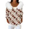 Women's Fashion Casual Sweater Zipper Print Cardigan Plush Hooded Jacket