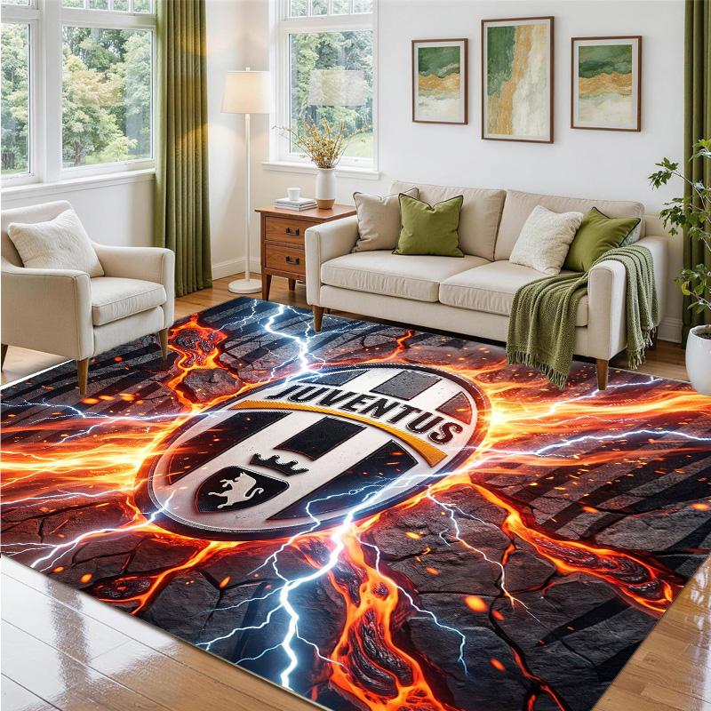 Juventus FC Design Crystal Velvet Rug Soft Decorative Mat for Bedroom Entrance