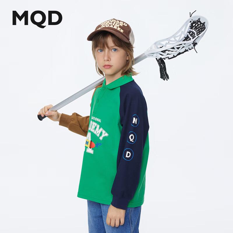 

MQD Boys Waffle Knit Color Block Long Sleeve Polo Shirt 120