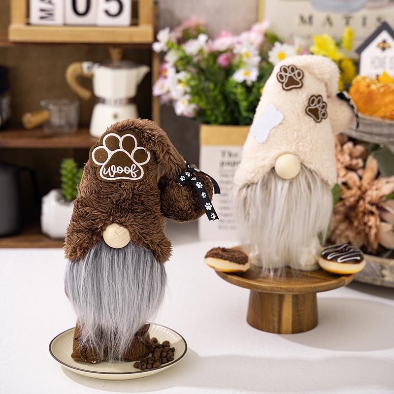 Fun Gnome Plush Doll For Pets Adorable Fabric Decoration Soft Toy In Stylish Shade Khaki
